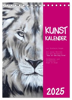 Kunstkalender Dickhäuter und Großkatzen - Auge in Auge (Tischkalender 2025 DIN A5 hoch), CALVENDO Monatskalender