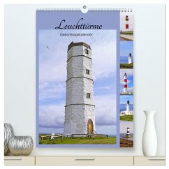 Leuchttürme - Geburtstagskalender (hochwertiger Premium Wandkalender 2025 DIN A2 hoch), Kunstdruck in Hochglanz