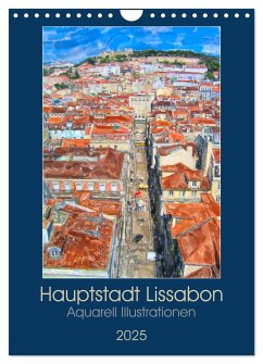 Hauptstadt Lissabon - Aquarell Illustrationen (Wandkalender 2025 DIN A4 hoch), CALVENDO Monatskalender