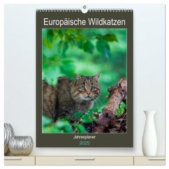 Europäische Wildkatzen - Jahresplaner (hochwertiger Premium Wandkalender 2025 DIN A2 hoch), Kunstdruck in Hochglanz - Calvendo;Webeler, Janita