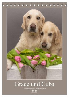 Grace und Cuba - Zwei liebenswerte Golden Retriever (Tischkalender 2025 DIN A5 hoch), CALVENDO Monatskalender