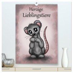 Herzige Lieblingstiere (hochwertiger Premium Wandkalender 2025 DIN A2 hoch), Kunstdruck in Hochglanz