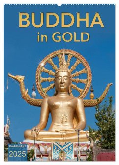 BUDDHA in GOLD (Wandkalender 2025 DIN A2 hoch), CALVENDO Monatskalender