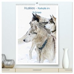 Huskies - Portraits im Schnee (hochwertiger Premium Wandkalender 2025 DIN A2 hoch), Kunstdruck in Hochglanz