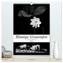 Blumige Graustufen - Schwarz und Weiß (hochwertiger Premium Wandkalender 2025 DIN A2 hoch), Kunstdruck in Hochglanz - Calvendo;Seidl, Helene