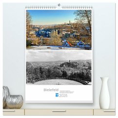 Bielefelder Fotomotive heute und damals mit historischen Ereignissen (hochwertiger Premium Wandkalender 2025 DIN A2 hoch), Kunstdruck in Hochglanz