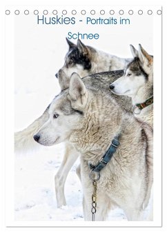 Huskies - Portraits im Schnee (Tischkalender 2025 DIN A5 hoch), CALVENDO Monatskalender