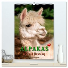 Alpakas - süß und flauschig (hochwertiger Premium Wandkalender 2025 DIN A2 hoch), Kunstdruck in Hochglanz