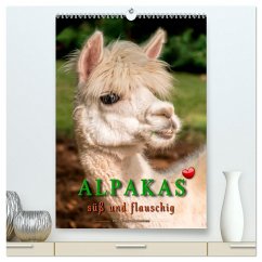 Alpakas - süß und flauschig (hochwertiger Premium Wandkalender 2025 DIN A2 hoch), Kunstdruck in Hochglanz - Calvendo;Roder, Peter