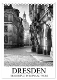 Dresden Traumstadt in Schwarz-Weiß (Tischkalender 2025 DIN A5 hoch), CALVENDO Monatskalender