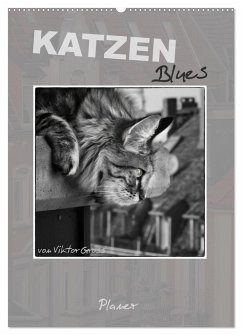 Katzen Blues / Planer (Wandkalender 2025 DIN A2 hoch), CALVENDO Monatskalender - Calvendo;Gross, Viktor