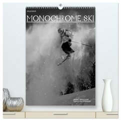 Monochrome Ski (hochwertiger Premium Wandkalender 2025 DIN A2 hoch), Kunstdruck in Hochglanz