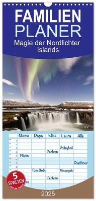 Familienplaner 2025 - Magie der Nordlichter Islands mit 5 Spalten (Wandkalender, 21 x 45 cm) CALVENDO