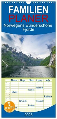 Familienplaner 2025 - Norwegens wunderschöne Fjorde mit 5 Spalten (Wandkalender, 21 x 45 cm) CALVENDO