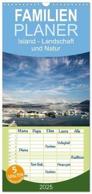 Familienplaner 2025 - Island - Landschaft und Natur mit 5 Spalten (Wandkalender, 21 x 45 cm) CALVENDO