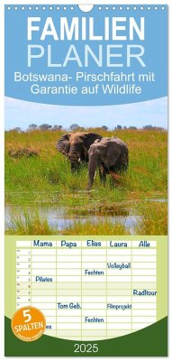 Familienplaner 2025 - Botswana- Pirschfahrt mit Garantie auf Wildlife mit 5 Spalten (Wandkalender, 21 x 45 cm) CALVENDO