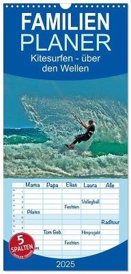 Familienplaner 2025 - Kitesurfen - über den Wellen mit 5 Spalten (Wandkalender, 21 x 45 cm) CALVENDO