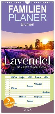 Familienplaner 2025 - Lavendel - Die violette Wunderblume mit 5 Spalten (Wandkalender, 21 x 45 cm) CALVENDO