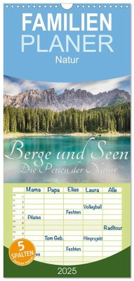 Familienplaner 2025 - Berge und Seen - Die Perlen der Natur mit 5 Spalten (Wandkalender, 21 x 45 cm) CALVENDO