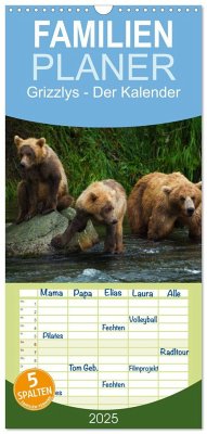 Familienplaner 2025 - Grizzlys - Der Kalender mit 5 Spalten (Wandkalender, 21 x 45 cm) CALVENDO