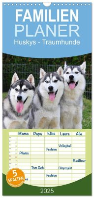 Familienplaner 2025 - Huskys - Traumhunde mit 5 Spalten (Wandkalender, 21 x 45 cm) CALVENDO