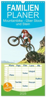 Familienplaner 2025 - Mountainbike - Über Stock und Stein mit 5 Spalten (Wandkalender, 21 x 45 cm) CALVENDO - Calvendo