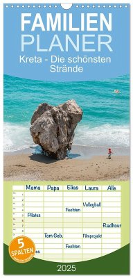 Familienplaner 2025 - Kreta - Die schönsten Strände mit 5 Spalten (Wandkalender, 21 x 45 cm) CALVENDO