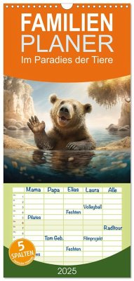 Familienplaner 2025 - Im Paradies der Tiere mit 5 Spalten (Wandkalender, 21 x 45 cm) CALVENDO