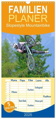 Familienplaner 2025 - Slopestyle Mountainbike mit 5 Spalten (Wandkalender, 21 x 45 cm) CALVENDO