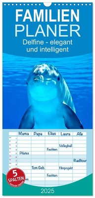 Familienplaner 2025 - Delfine - elegant und intelligent mit 5 Spalten (Wandkalender, 21 x 45 cm) CALVENDO