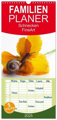 Familienplaner 2025 - Schnecken FineArt mit 5 Spalten (Wandkalender, 21 x 45 cm) CALVENDO