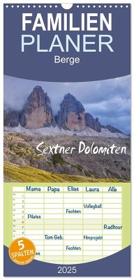 Familienplaner 2025 - Sextner Dolomiten mit 5 Spalten (Wandkalender, 21 x 45 cm) CALVENDO