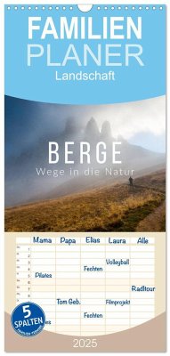 Familienplaner 2025 - Berge. Wege in die Natur mit 5 Spalten (Wandkalender, 21 x 45 cm) CALVENDO