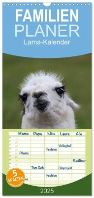 Familienplaner 2025 - Lama-Kalender mit 5 Spalten (Wandkalender, 21 x 45 cm) CALVENDO