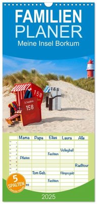 Familienplaner 2025 - Meine Insel Borkum mit 5 Spalten (Wandkalender, 21 x 45 cm) CALVENDO