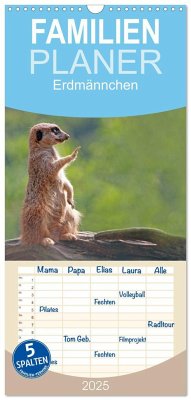 Familienplaner 2025 - Erdmännchen mit 5 Spalten (Wandkalender, 21 x 45 cm) CALVENDO