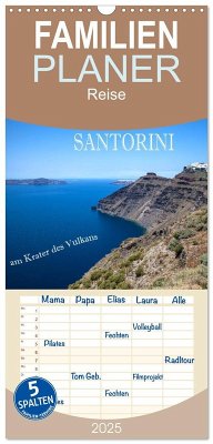 Familienplaner 2025 - Santorini - Am Krater des Vulkans mit 5 Spalten (Wandkalender, 21 x 45 cm) CALVENDO