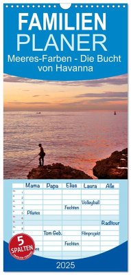Familienplaner 2025 - Meeres-Farben - Die Bucht von Havanna mit 5 Spalten (Wandkalender, 21 x 45 cm) CALVENDO