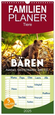 Familienplaner 2025 - Bären - Pandas, Grizzlybären und Co. mit 5 Spalten (Wandkalender, 21 x 45 cm) CALVENDO