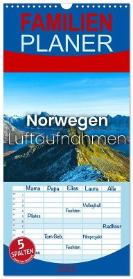 Familienplaner 2025 - Norwegen Luftaufnahmen mit 5 Spalten (Wandkalender, 21 x 45 cm) CALVENDO