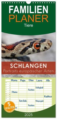 Familienplaner 2025 - Schlangen - Portraits europäischer Arten mit 5 Spalten (Wandkalender, 21 x 45 cm) CALVENDO - Calvendo;Eßer, Kevin