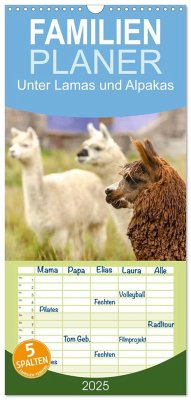 Familienplaner 2025 - Unter Lamas und Alpakas mit 5 Spalten (Wandkalender, 21 x 45 cm) CALVENDO