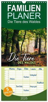 Familienplaner 2025 - Die Tiere des Waldes mit 5 Spalten (Wandkalender, 21 x 45 cm) CALVENDO - Calvendo;Monkey, Happy