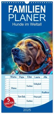 Familienplaner 2025 - Hunde im Weltall mit 5 Spalten (Wandkalender, 21 x 45 cm) CALVENDO