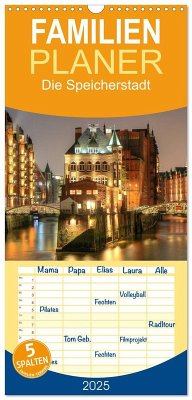 Familienplaner 2025 - Die Speicherstadt mit 5 Spalten (Wandkalender, 21 x 45 cm) CALVENDO