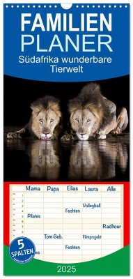 Familienplaner 2025 - Südafrika wunderbare Tierwelt mit 5 Spalten (Wandkalender, 21 x 45 cm) CALVENDO