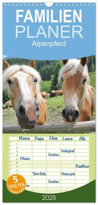 Familienplaner 2025 - Alpenpferde mit 5 Spalten (Wandkalender, 21 x 45 cm) CALVENDO - Calvendo;Lantzsch, Katrin