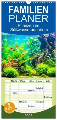 Familienplaner 2025 - Pflanzen im Süßwasseraquarium. Gartenkunst im Fischbecken mit 5 Spalten (Wandkalender, 21 x 45 cm) CALVENDO