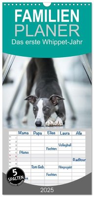 Familienplaner 2025 - Das erste Whippet-Jahr mit 5 Spalten (Wandkalender, 21 x 45 cm) CALVENDO - Calvendo;Kassat Fotografie, Nicola