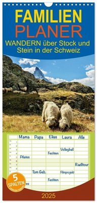 Familienplaner 2025 - WANDERN über Stock und Stein in der Schweiz mit 5 Spalten (Wandkalender, 21 x 45 cm) CALVENDO - Calvendo;Michel, Susan